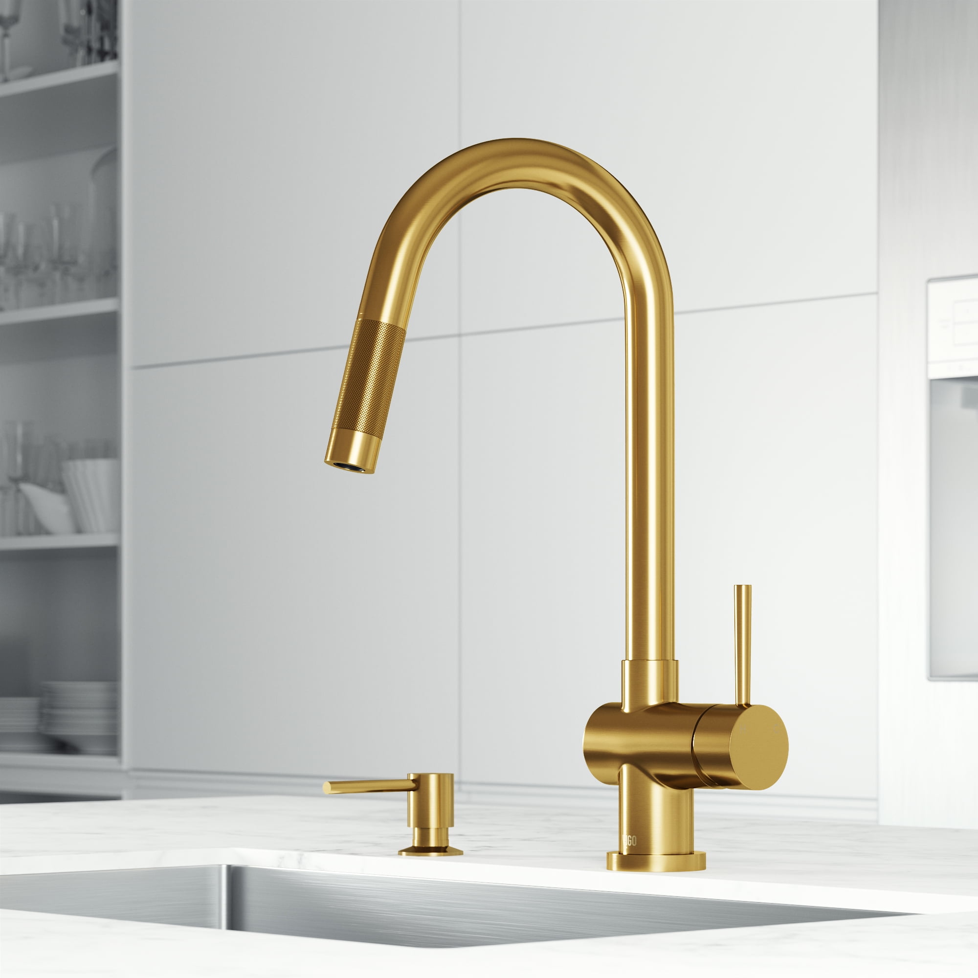 Vigo Kitchen Soap Dispenser In Matte Brushed Gold