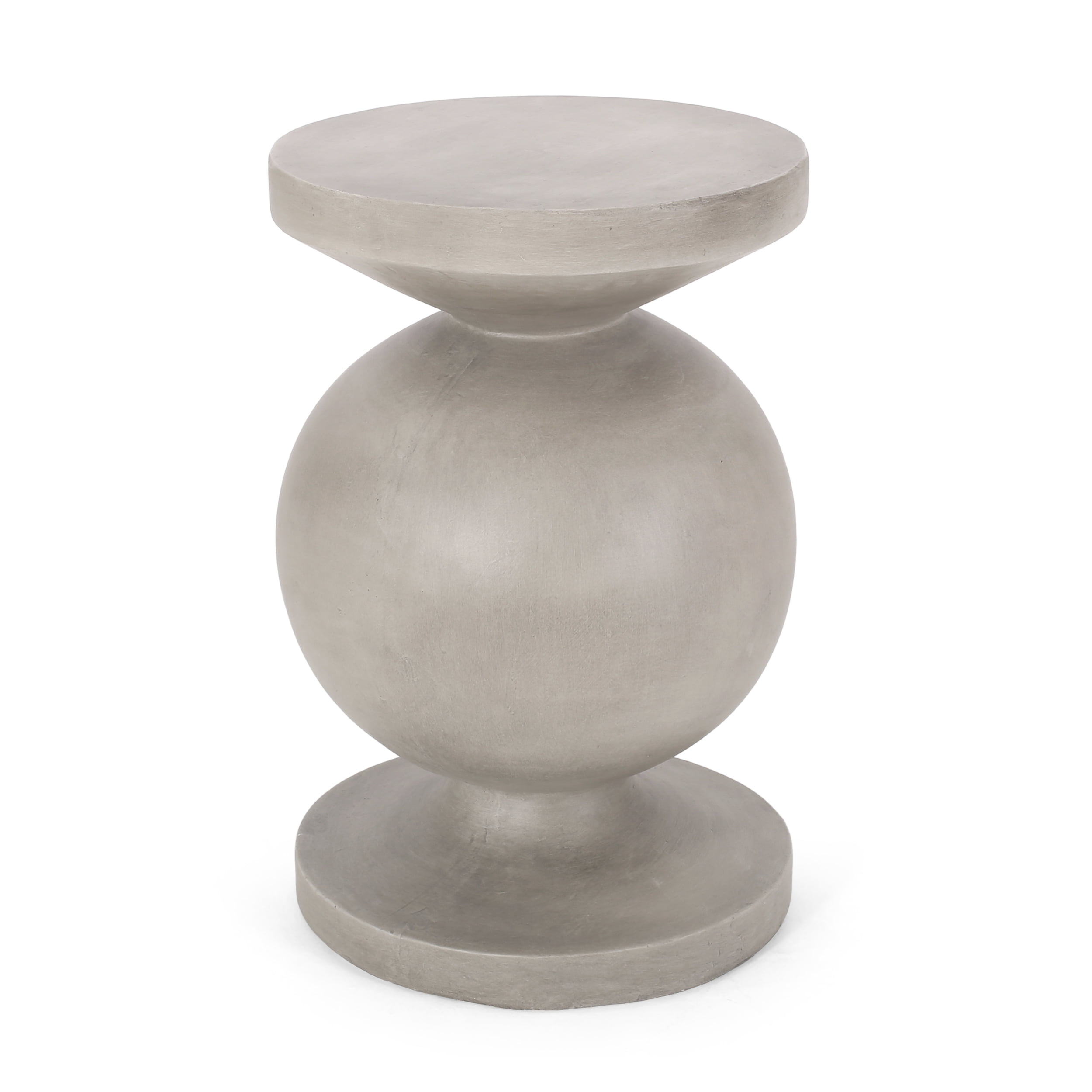 Outdoor Pedestal Side Table, Lightweight Concrete Material for Patio Garden, White