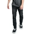 thumbnail image 5 of Victorious Men's Artisanal Crease Moto Biker Jeans - Spider Black - 34/32, 5 of 5