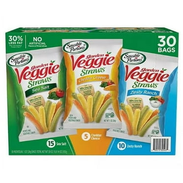 Portions Garden Veggie Snack Straws Shape Chips Variety Pack, 30 Count