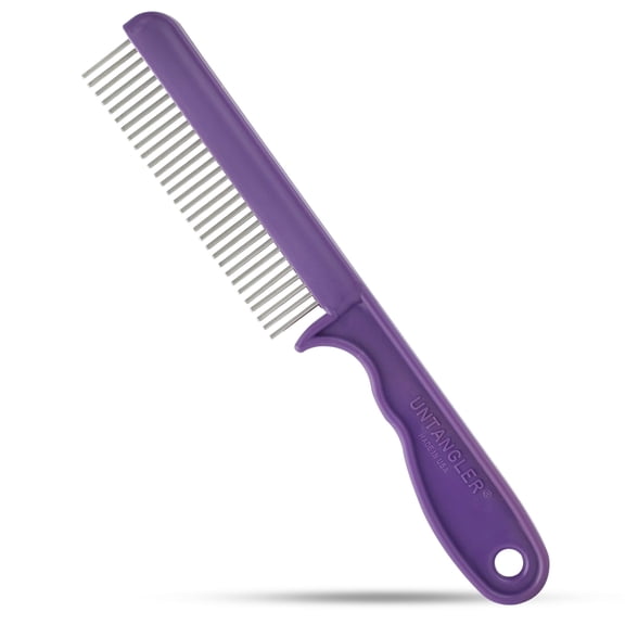 Untangler Super Groom II Comb with Narrow-Spaced Rotating Stainless-Steel Teeth Detangles Dogs and  Cats (Royal Purple_