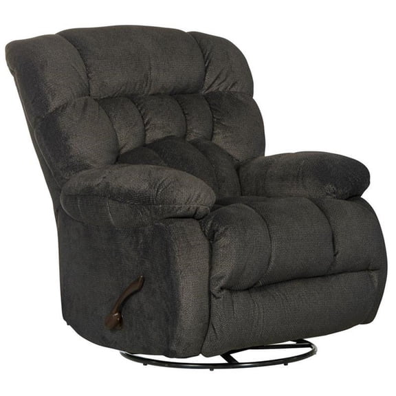 Pemberly Row Chaise Swivel Glider Recliner in Gray Polyester Fabric