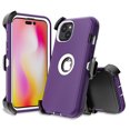 thumbnail image 4 of Xhy iPhone 14 Plus Case with Belt Clip Holster+Screen and Lens Protector Military Grade Heavy Duty Shockproof Armor Detachable for iPhone 14 Plus 6.7 inch 2022 Phone - Purple+White, 4 of 6