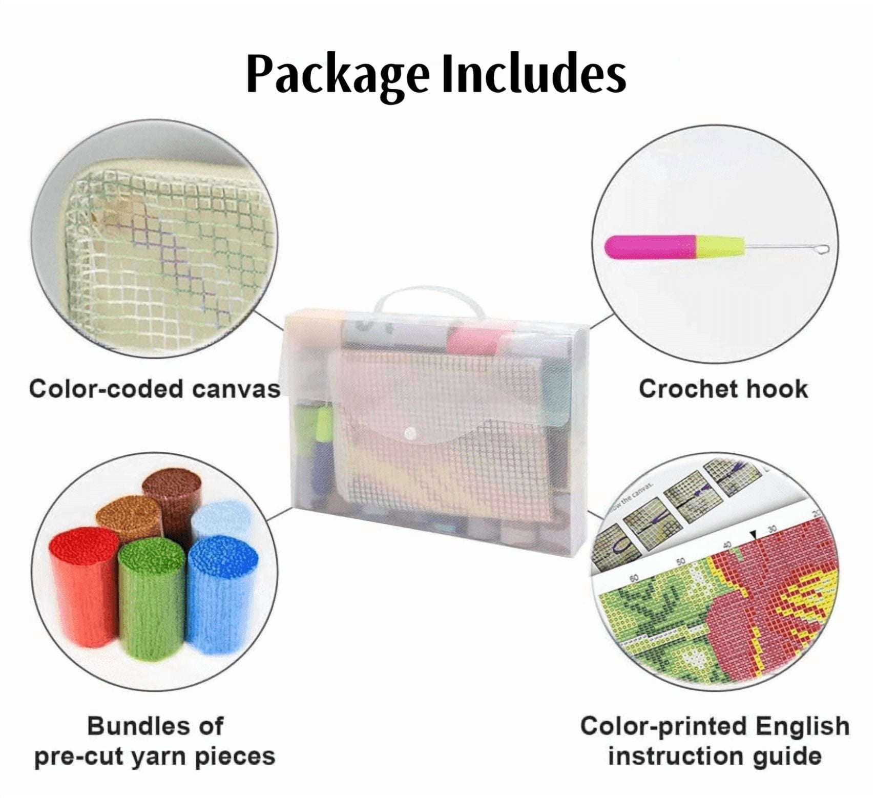 Latch Hook Kits for Adults Beginners Rug Rabbit 52X38cm Latch Hook Craft Kits Carpet Crochet Kits for Beginners DIY Rug Making Kit Needlework for Home Decoration