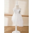 thumbnail image 3 of iiniim Robe de Danse Lyrique à Sequins pour Filles Robe Tutu de Ballet Dos Croisé Justaucorps de Gym une Pièce Tenues de Danse Ivoire L, 3 of 7