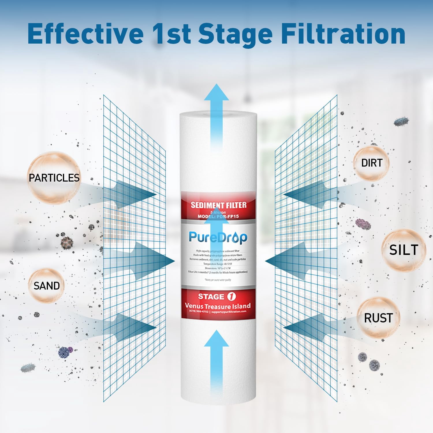 PDR-F6K Replacement Reverse Osmosis Water Filter Set for 6-Stage Under-Sink Water Filtration Systems with Alkaline Mineral Filter