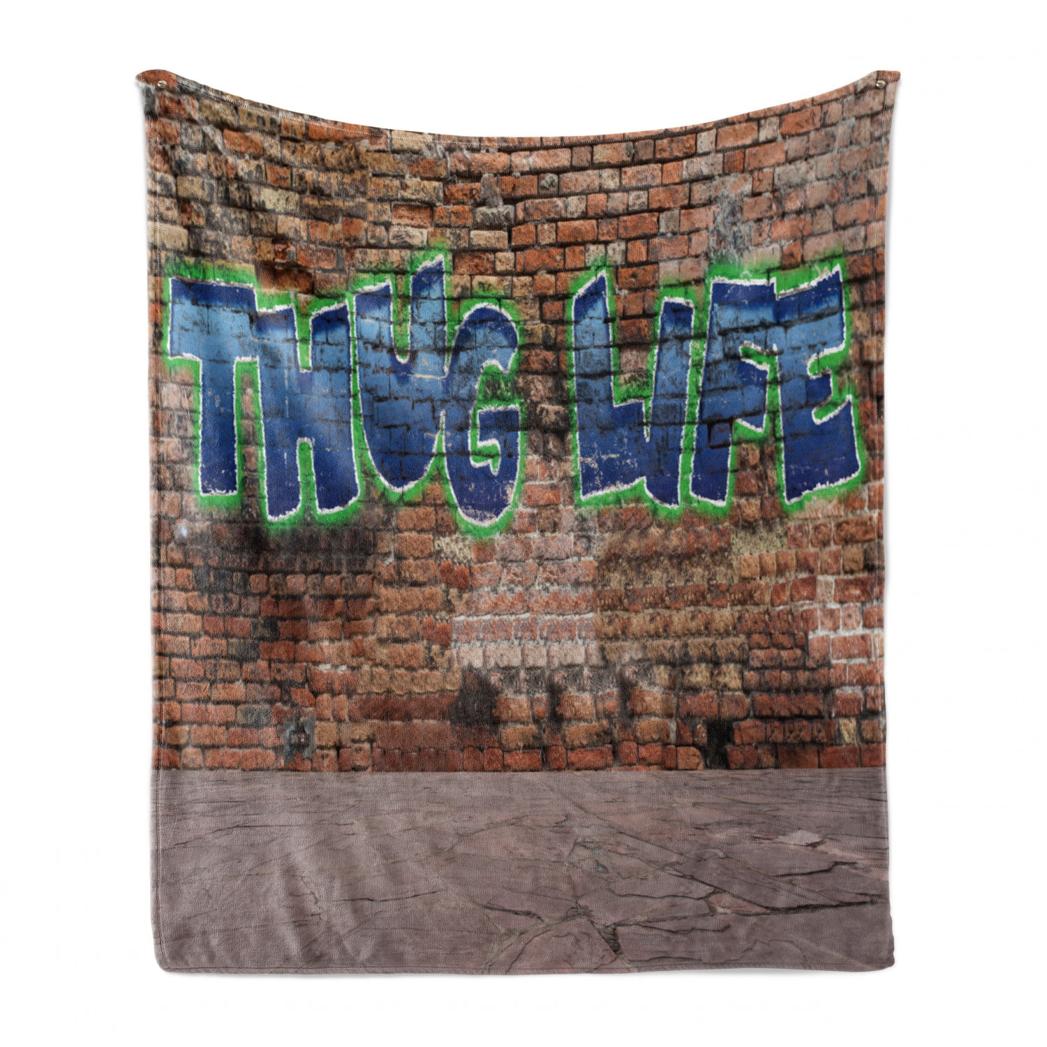 Graffiti Style Words on a Brick Wall Street Urban Art Hip Hop Rap Culture Theme Multicolor Ambesonne Thug Life Soft Flannel Fleece Throw Blanket Cozy Plush for Indoor and Outdoor Use 60 x 80 