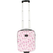 Betsey Johnson Designer Underseat Luggage Collection - 15 Inch Hardside Carry On Suitcase for Women- Lightweight Under Seat Bag with 2-Rolling Spinner Wheels (Flamingo Strut)