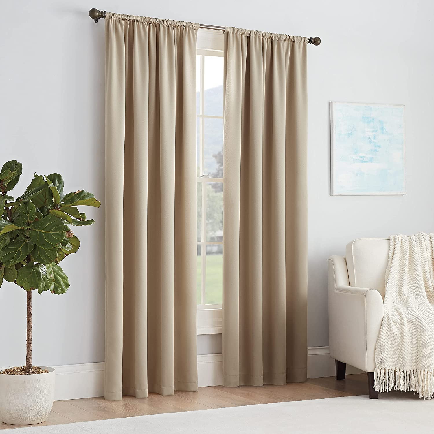 Eclipse Solid Thermapanel Room Darkening Rod Pocket 54 x 84 Panel in Taupe