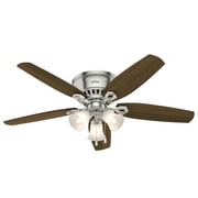 Hunter 52 inch Indoor Ceiling Fan with LED Lights - Ceiling Fan with Pull Chain, For Bedroom, Living Room, or Kitchen, Low Profile Mount, No Remote, 5 Blades - Builder 53328, Brushed Nickel