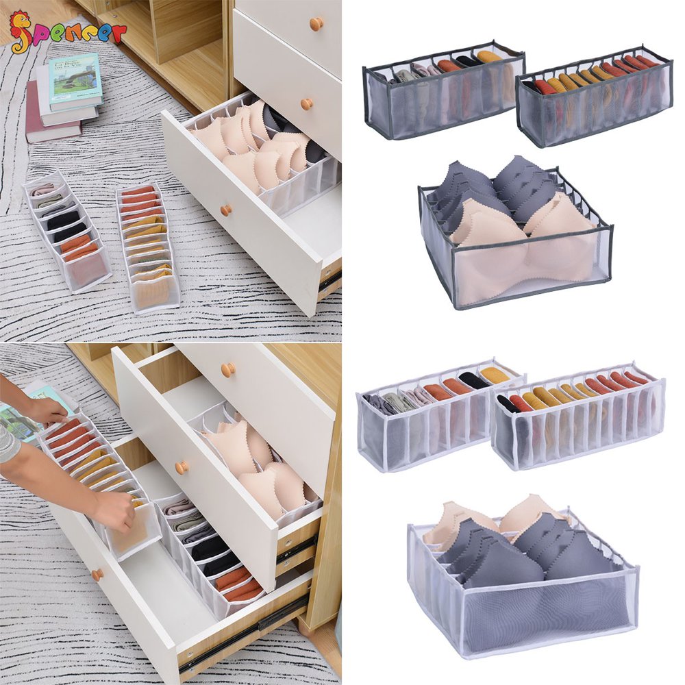 Spencer 3Pcs/Set Foldable Underwear Drawer Organizers Divider, Closet