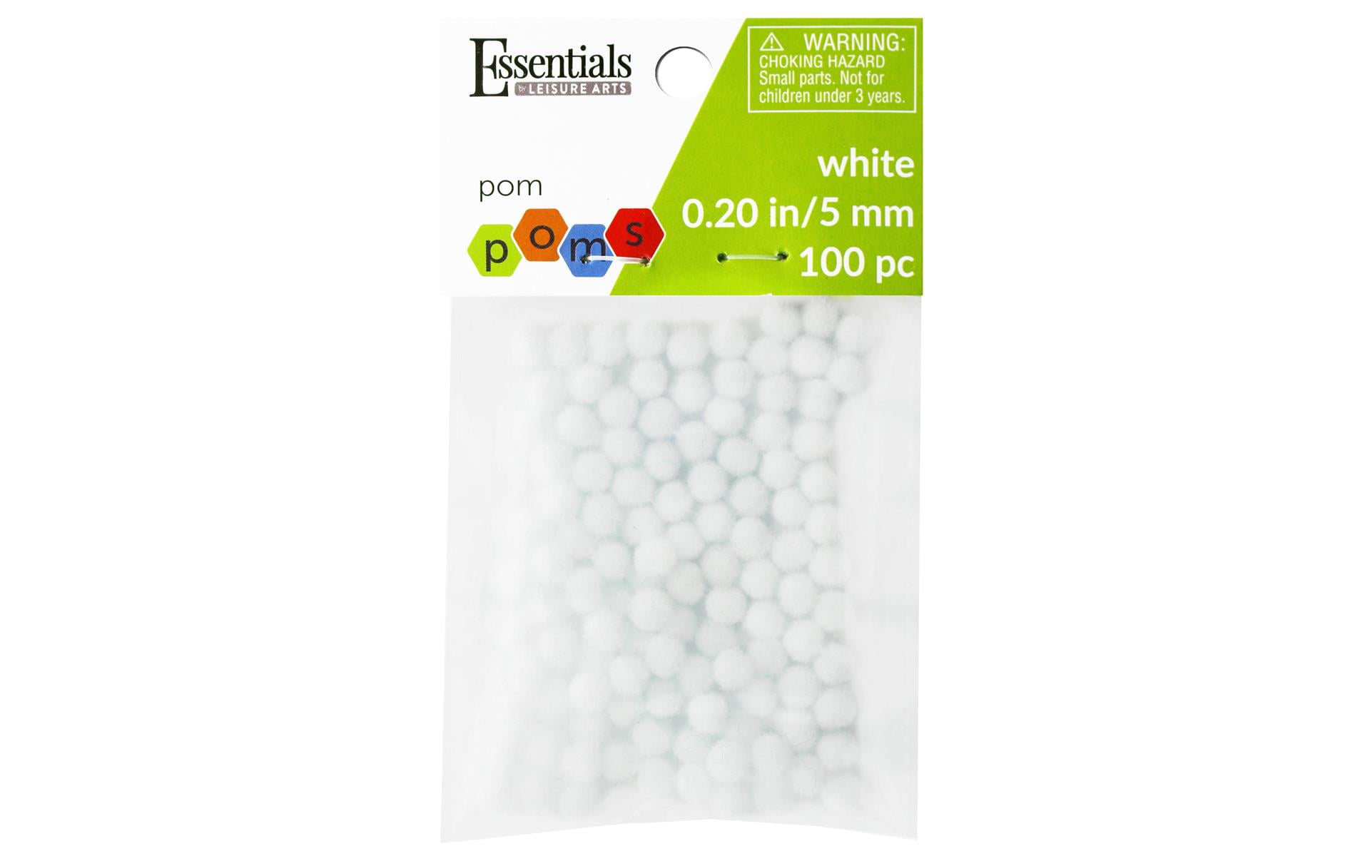 Essentials By Leisure Pom Pom 5mm White 100pc