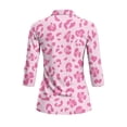 thumbnail image 3 of Uorisanigo Pink Leopard Print Womens Golf Shirt Versatile Women's 3/4 Sleeve Athletic Golf Shirts with 1/4 Zipper Polyester Spandex Fabric Breathable Tennis Tops for Workout Sports, 3 of 7
