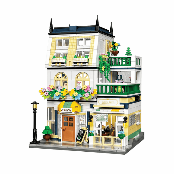 998 PCS Micro Mini Bricks Building Blocks, European Garden Hotel Modular House Building Block Sets for Adults, White Plastic Building Kits for Adults, City Architecture Model for Home Decor