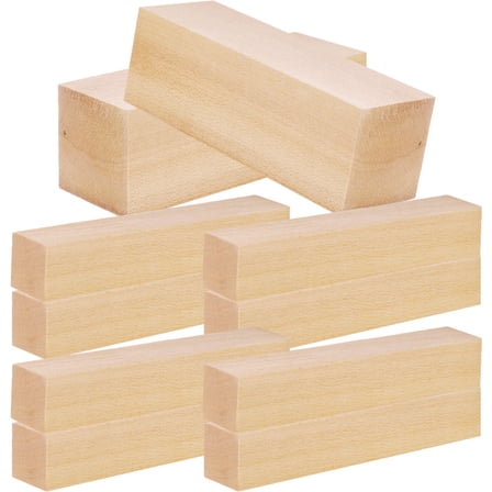 PAMINGONO 10 Pcs Basswood Block for Carving Unfinished Hardwood Khaki 15.8X2.0X2.0In