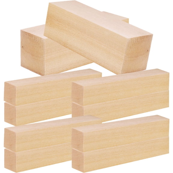 PAMINGONO 10 Pcs Basswood Block for Carving Unfinished Hardwood Khaki 15.8X2.0X2.0In
