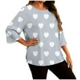 thumbnail image 2 of purcolt Womens Heart Print Oversized Tops Plus Size 3/4 Sleeve Crew Neck Graphic Tees Casual Loose Fit T Shirts, 2 of 7