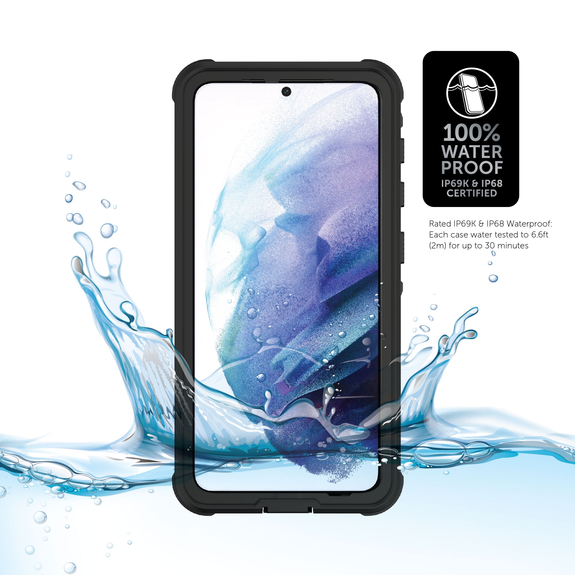 Samsung Galaxy S21 5G Body Glove Tidal Waterproof Phone Case, Clear/Black
