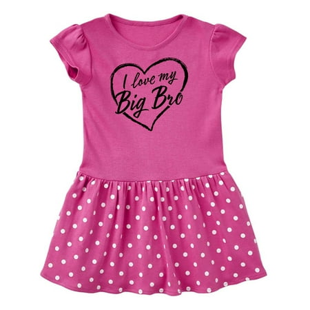 

Inktastic I Love My Big Bro in Black Chalk Heart Gift Toddler Girl Dress