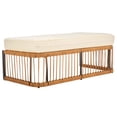 thumbnail image 6 of SAFAVIEH Bola Backless Rattan Outdoor Patio Bench, Natural/Beige, 6 of 11