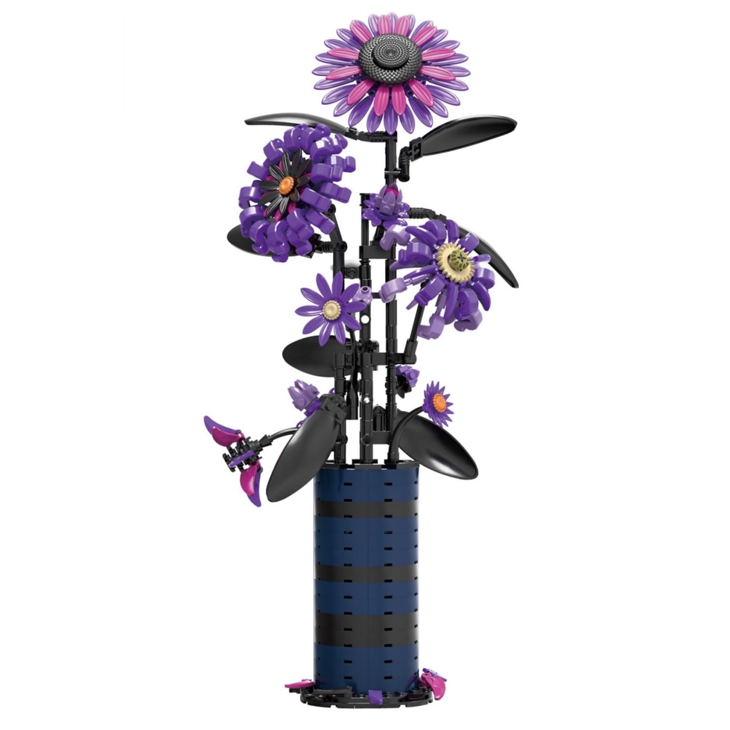 Black Roses Bouquet Building Set - Artificial Gothic Flowers Botanical Collection - DIY Fake Roses Home Decor