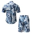 thumbnail image 4 of Conjunto casual de blusa y pantalones de playa de manga corta con estampado de botones para hombre Pompotops  oipoqjl36167, 4 of 6