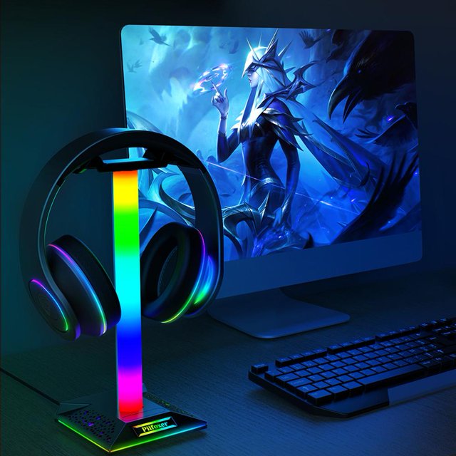 Soporte para auriculares RGB Puerto USB dual Control táctil Escritorio Soporte para auriculares para juegos