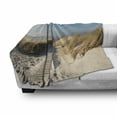 thumbnail image 2 of European Soft Flannel Fleece Blanket, Footpath Sunny Day Windy Weather European Beach Grass Germany Landscape, Cozy Plush for Indoor and Outdoor Use, 70" x 90", Sand Brown Sky Blue, by Ambesonne, 2 of 5