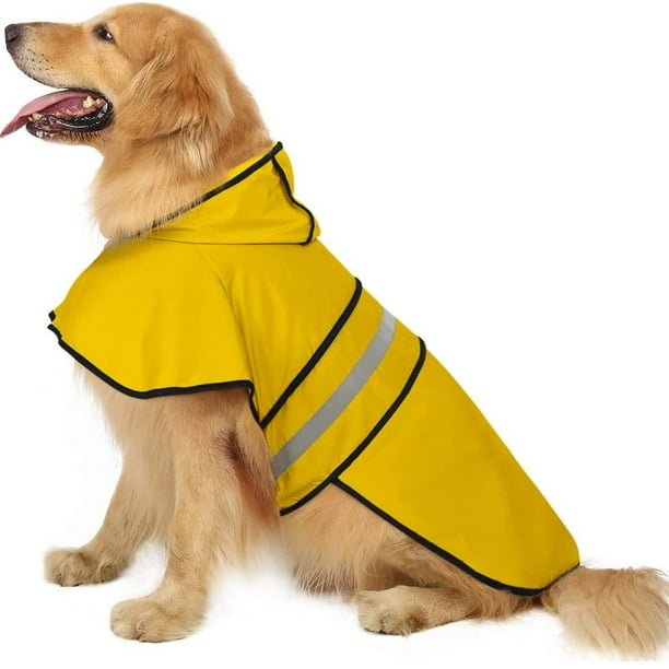 Reflective Adjustable Pet Rain Coat,Dog Raincoat Hooded Slicker Poncho
