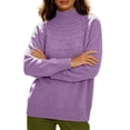 thumbnail image 3 of Womens Cozy Knit Sweater Solid Color Seamless Winter Semi-high Neck Knitted Pullover Long-sleeved Sweater Base Layer, 3 of 8