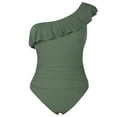 thumbnail image 3 of Hilor Women One Piece Bathing Suits One Shoulder Ruffle Swimwear Tummy Control Monokinis Swimsuits, 3 of 7
