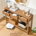 thumbnail image 3 of LEYAOYAO Fluted 47.2" Console Table with 3 Drawers & Open Shelf, Modern 2-Tier Wood, Boho Sofa Table for Living Room, Hallway, Entrance Foyer, Brown, 3 of 8