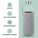 thumbnail image 2 of Botella de agua de vidrio con funda y tapa de acero inoxidable - tamaño de 50 ml - tapa a prueba de fugas, reutilizable, muy adecuada para viajes y almacenamiento de jugos de bebidas, batidos,, 2 of 5