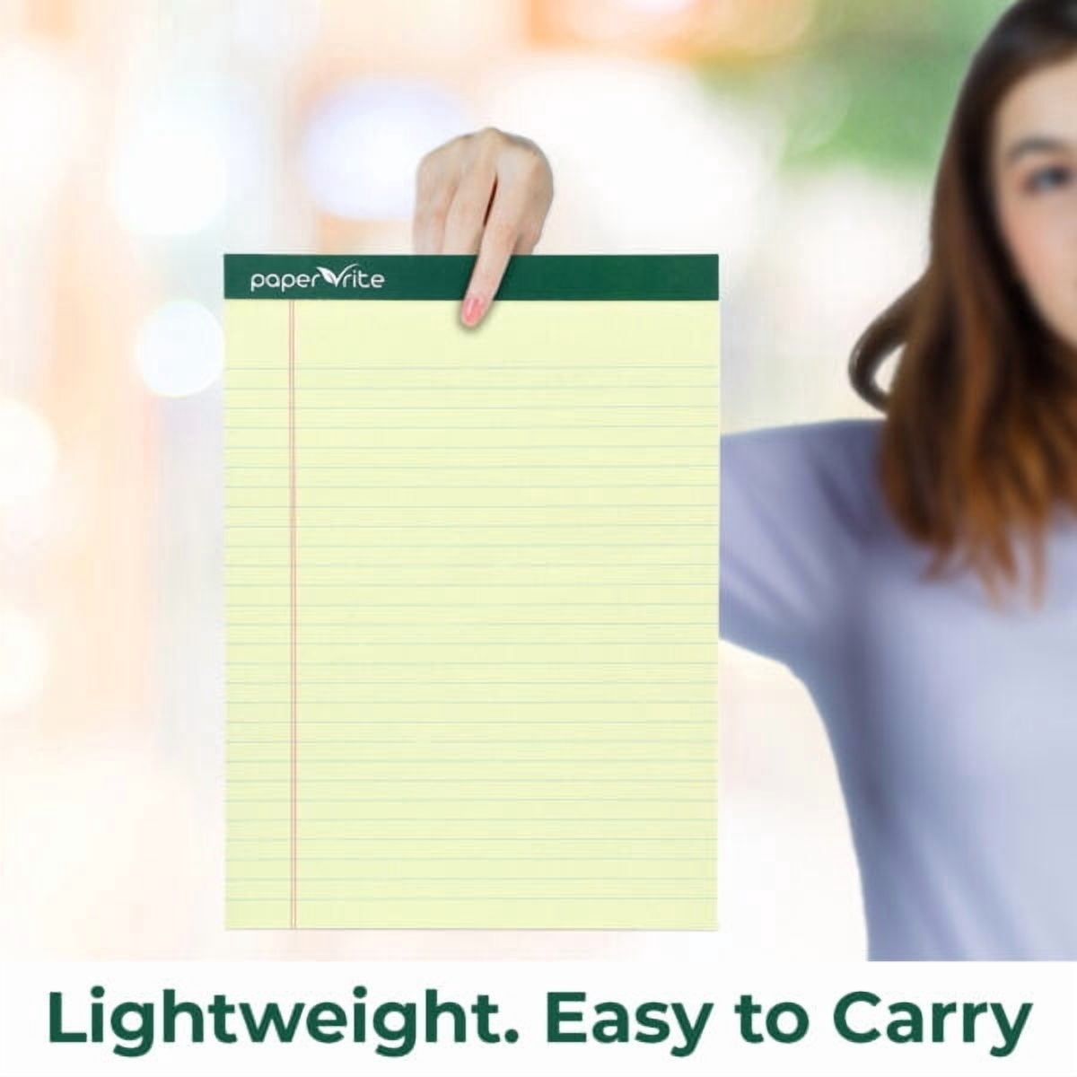 Paper Rite Large Writing Pads | Pack of 6 | 50 Sheets | 11.75 x 8.5 Inches | Blue Pink Green | Daily Use Notebooks