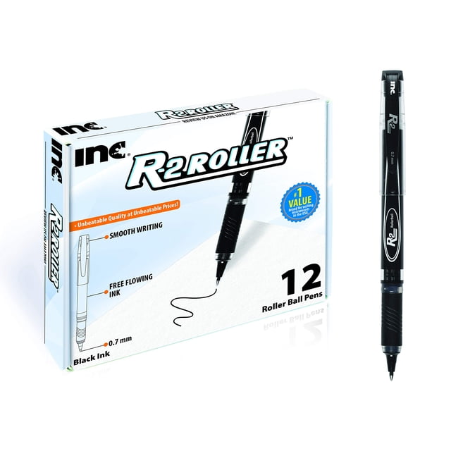 Rollerball Pens Inc. R2, 0,7 mm, punta media, paquete de 12 unidades, tinta negra