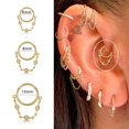 thumbnail image 1 of 1pc Stainless Steel Hoop Earrings with Chain Simple Septum Piercing Nose Rings Women Gold Color Tragus Rook Ear Piercing Jewelry, 1 of 5