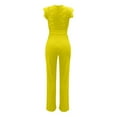 thumbnail image 6 of Women's V Neck Sleeveless Solid Jumpsuit With Belted Wide Leg Pants Formal Pant Suits for Women Evening Wear New Years Outfits for Women Loose Jumpsuit Winery Outfit for Women Boiler Suit Women Womens, 6 of 9