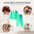thumbnail image 7 of Haiem blue green colors Pattern Women’s Long-sleeve Sleepwear,Sleepwear Set,2-piece Loungewear Set,Soft PJs Comfy Nightwear with Pockets-Large, 7 of 7