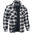 thumbnail image 2 of Brnmxoke Men's Long Sleeve Plaid Button Quilted Lined Flannel Shirt Jacket Big and Tall Mens Winter Warm Coats with Pockets Black,S, 2 of 5