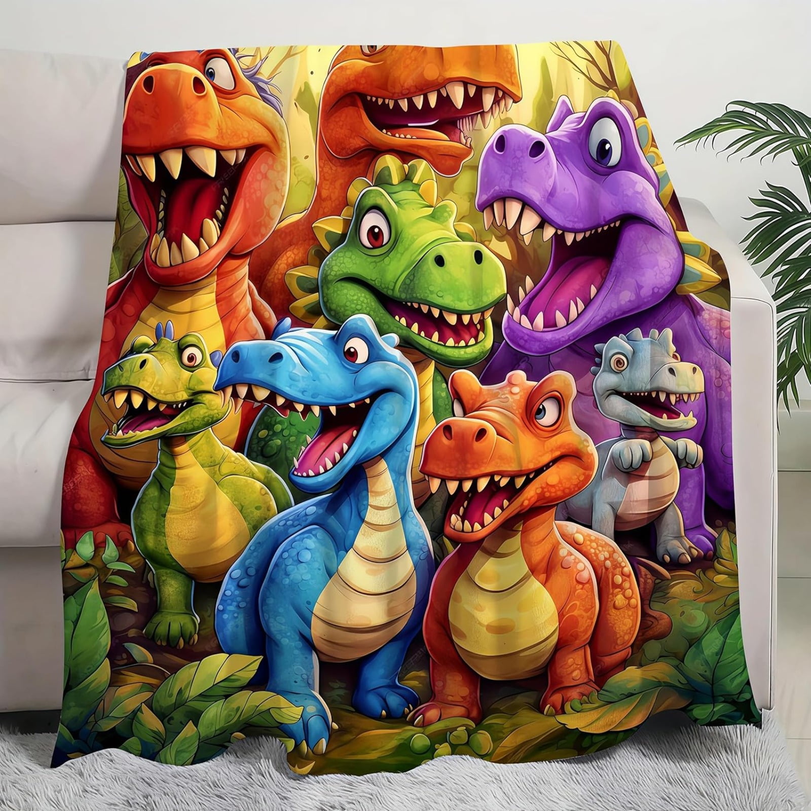 3D Dinosaur Flannel Blanket, Cloud Soft Fleece, for Boys and Girls, Warm Throw for Bed, Couch, or Playtime