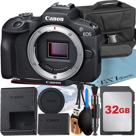 Canon EOS R100 Mirrorless Camera (Body) with 4K Video   32GB Memory Card   Case   ZeeTech Accessory Bundle (International Version)