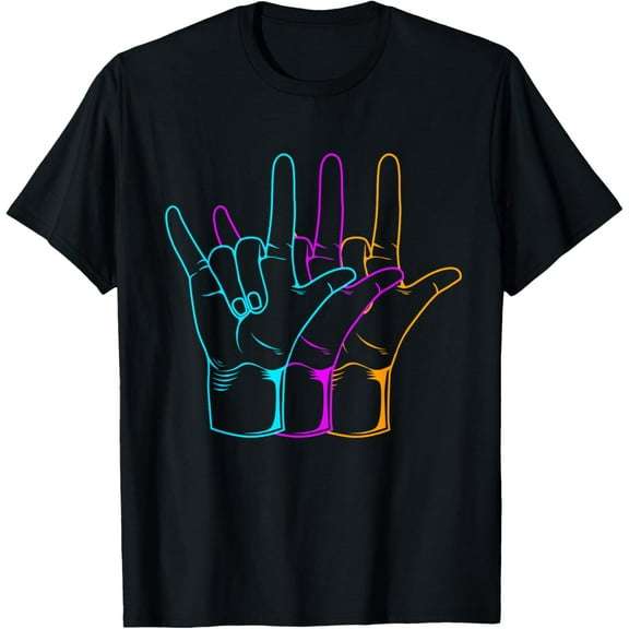 American Sign Language I Love You ASL T-Shirt men and women can wear,black,white,creative gift