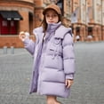 thumbnail image 6 of Kids Girls Down Coats Toddler Parka Puffer Jacket with Hood Winter Warm Long Jacket Teenage Snowsuit Warm Thick Coats Purple 13-14Years, 6 of 7