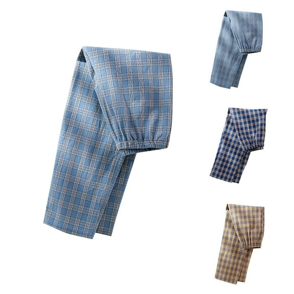 Axiiglly Mens Pajama Pants Soft Cotton Plaid Pants Sleep Lounge Pants Elatic Waist Pajama Bottom Pants with Pockets