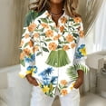 thumbnail image 2 of Long Sleeve Button Down Shirt with Floral Print Turn Down Collar Relaxed Fit Casual Blouse for Women Lightweight Fabric, 2 of 5