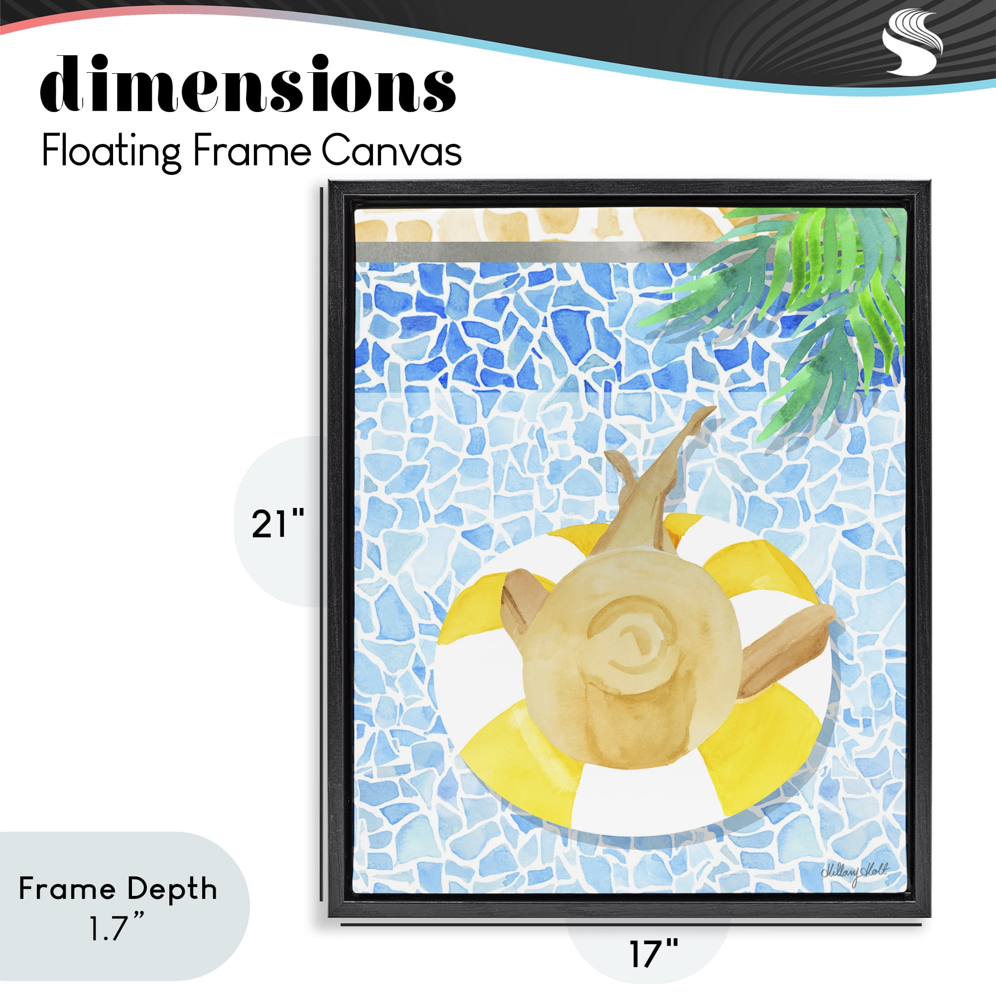 Stupell Industries Summer Poolside Drift Black Framed Floater Canvas Wall Art, design by Hillary Holt