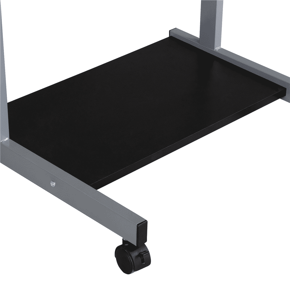 Renwick 3 Tier Mobile Computer Desk Cart, Black/Grey