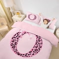 thumbnail image 3 of Catabedysis Bows Letter Print Twin Duvet Cover,Cheetah Monogrammed O Twin Bedding For Girls,Pink Reversible,2 Pieces,1 Duvet Cover and 1 Pillowcase, 3 of 6