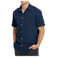 thumbnail image 2 of BXINGOHAI Men Shirts Casual Button Down Shirt Men Short Sleeve Button Down Shirts Casual Button Up Shirts for Men Today Dark Blue,2XL, 2 of 6