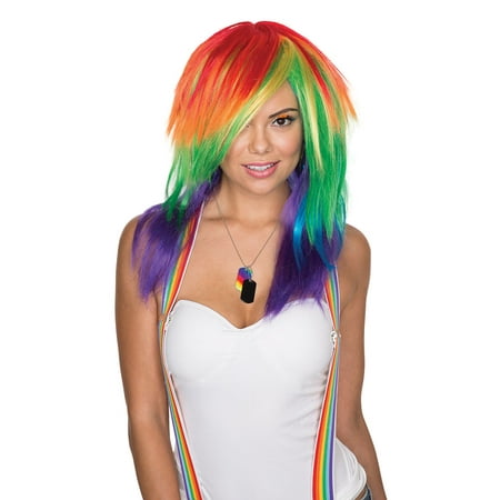 Womens Rave Rainbow Halloween Wig